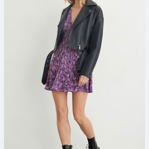 Dynamite purple blouse dress with light gold fleck details.